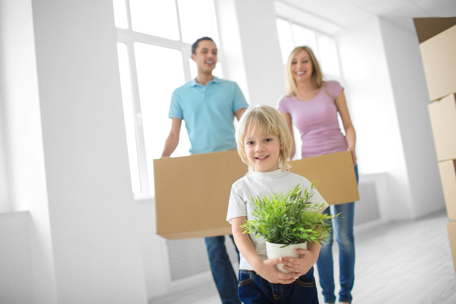 Young family with a child at home